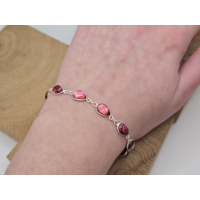 Echt zilveren armband roze Dahlia copper turkoois armband